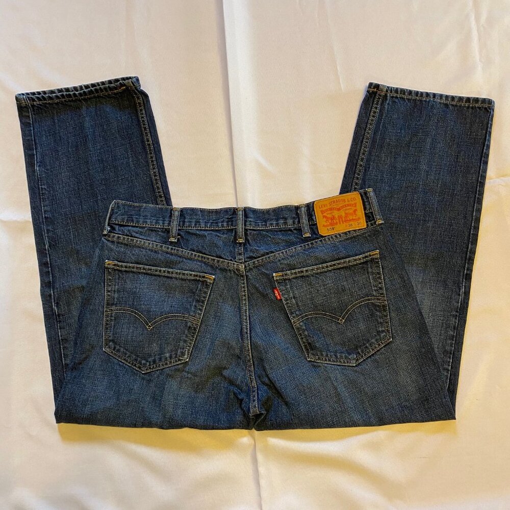 -Vtg Levi's 559 Denim Relaxed Fit Men's Jeans Dark Wash Made Apr 2012 W38 L30